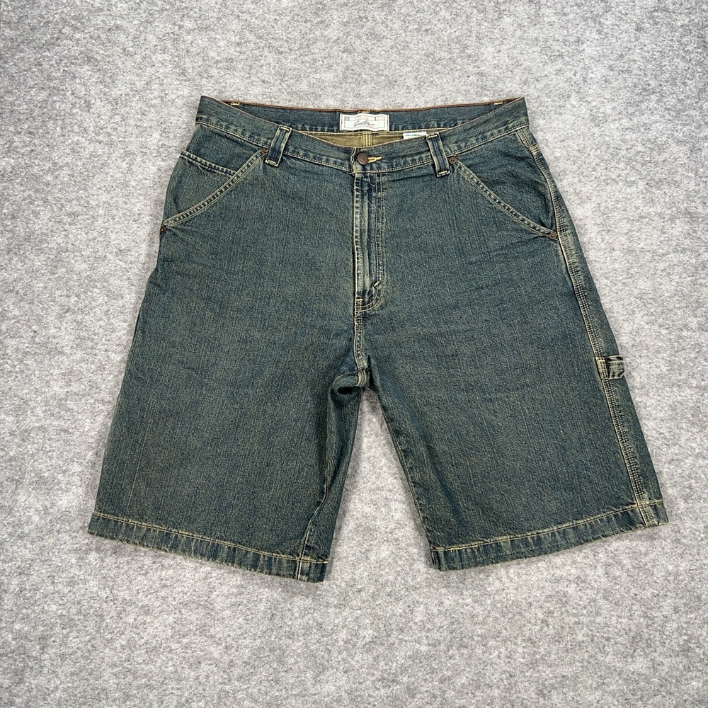 Levi Strauss Signature Shorts Mens 34 Blue Denim Cargo Relaxed Workwear Meas36W